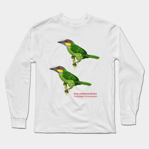 Gold-whiskered Barbet | Psilopogon chrysopogon ⚥ Long Sleeve T-Shirt by bona 